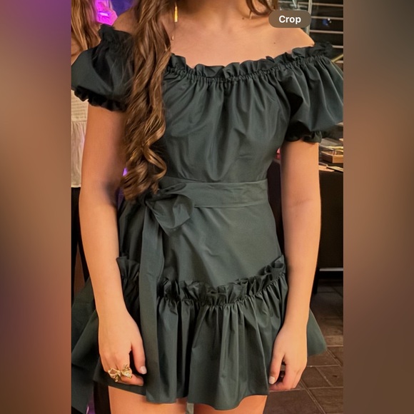 Loveshack Fancy Emerald Green Ruffled Party Dress - Picture 1 of 6
